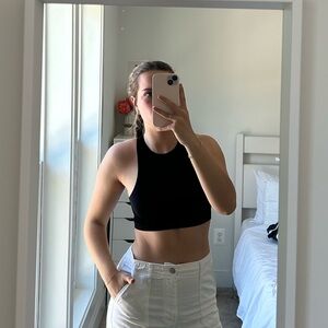 forever 21 black cropped racer back tank top